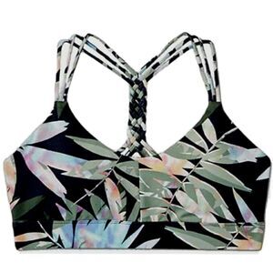 JoyLab Tropical Leaf Braided Racerback Sports Bra